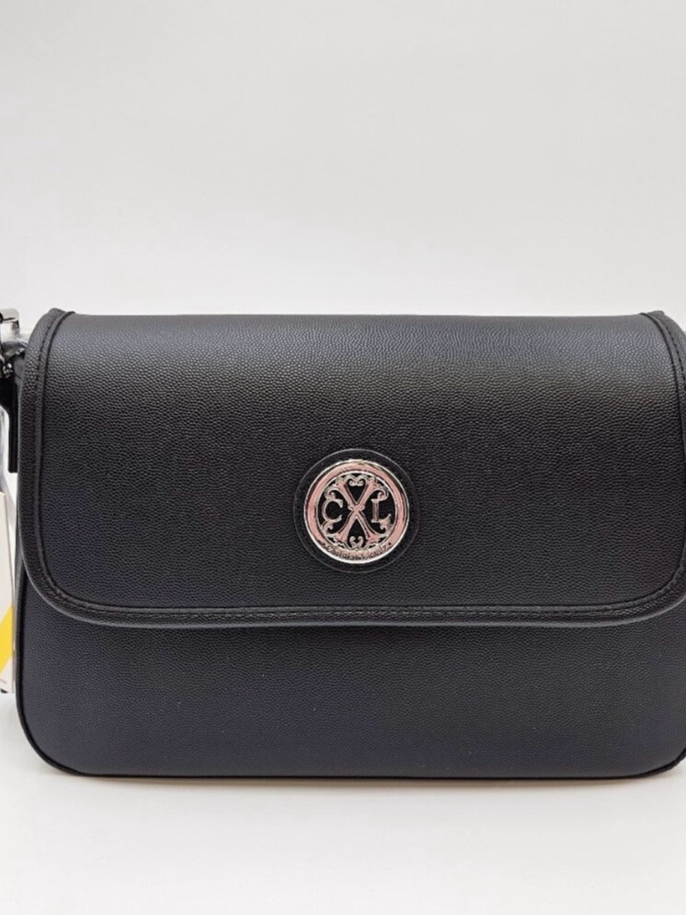 NWT CXL by Christian Lacroix Karen Caviar Shoulder Bag Vegan Faux Leather Black